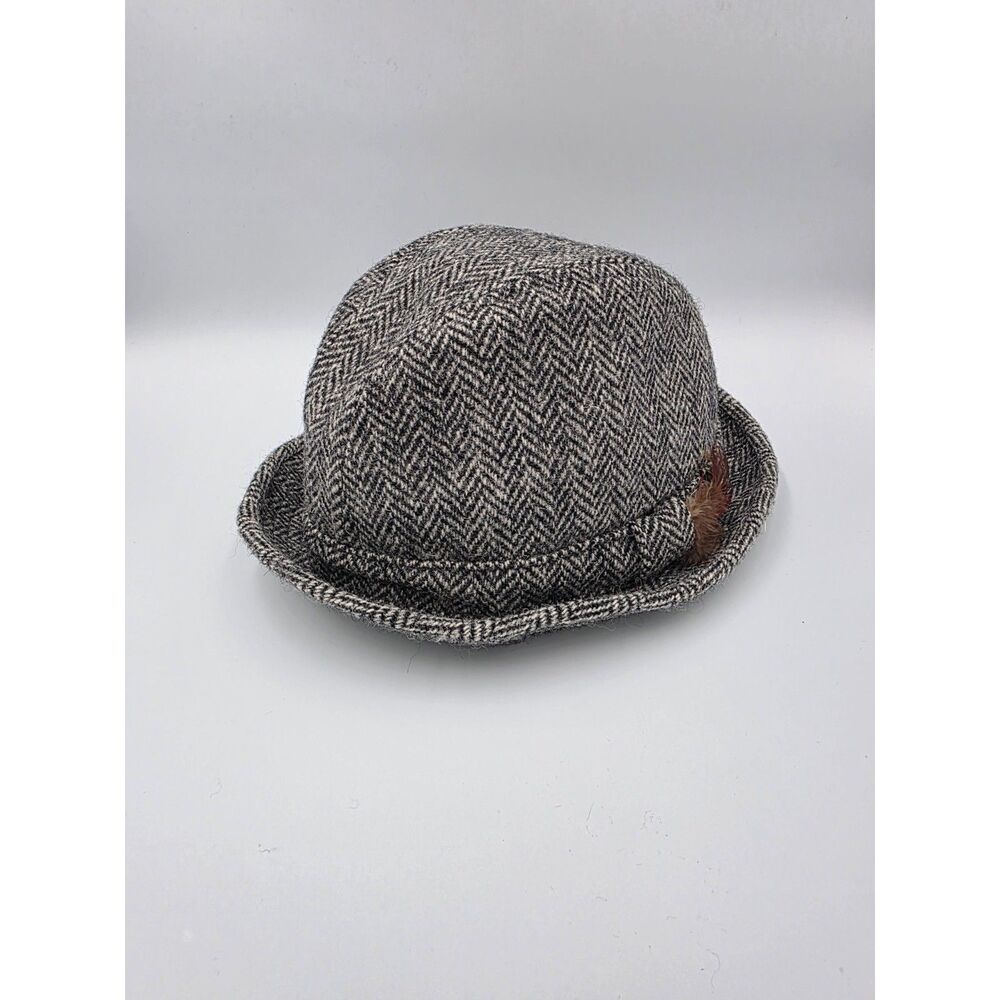 Vintage Harris Tweed Fedora Hat Gray St. Michael Size 7 3/8 Scottish Wool